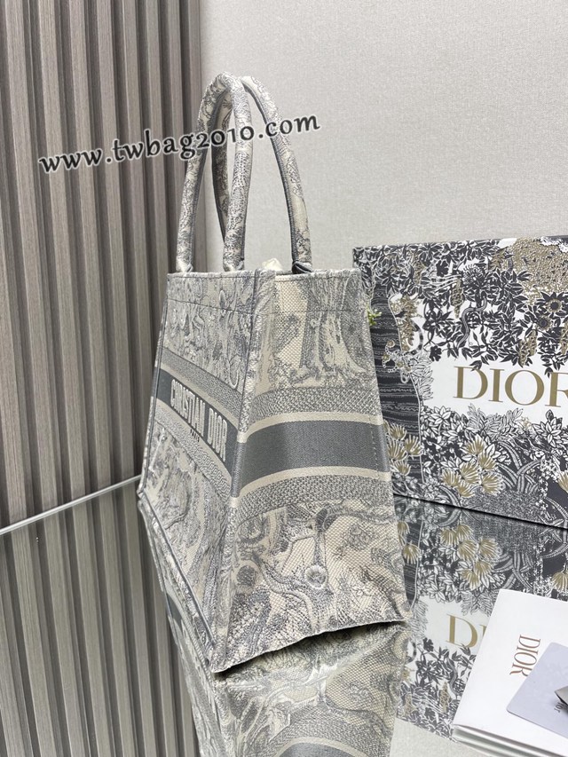 Dior专柜新款TOTE包迪奥高仿原单经典旧灰虎中号购物袋手提托特包 djfk1371